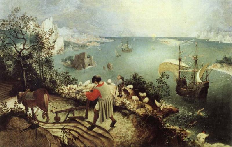 BRUEGEL, Pieter the Elder Landscape with the Fall of Icarus oil painting picture